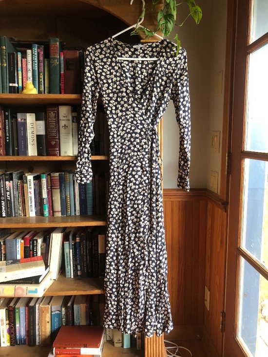 Ganni Dresses & Skirts - Ganni Navy and Floral Rosenberg Maxi Wrap Dress Size 36